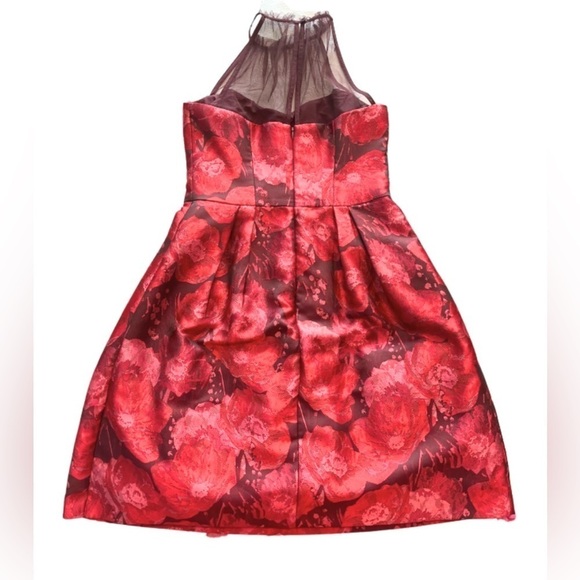 Maggy London Floral Jacquard Red Roses Dress - Picture 4 of 4